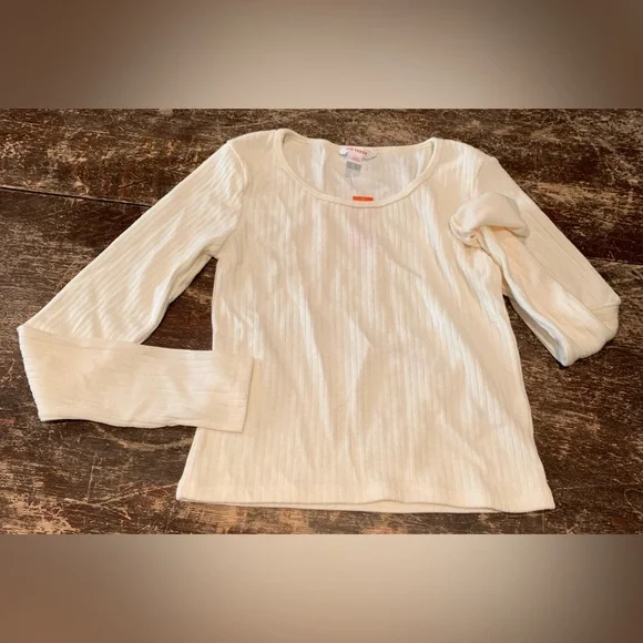 Stretchy Joe Fresh Off-White Ribbed Top - Picture 3 of 9